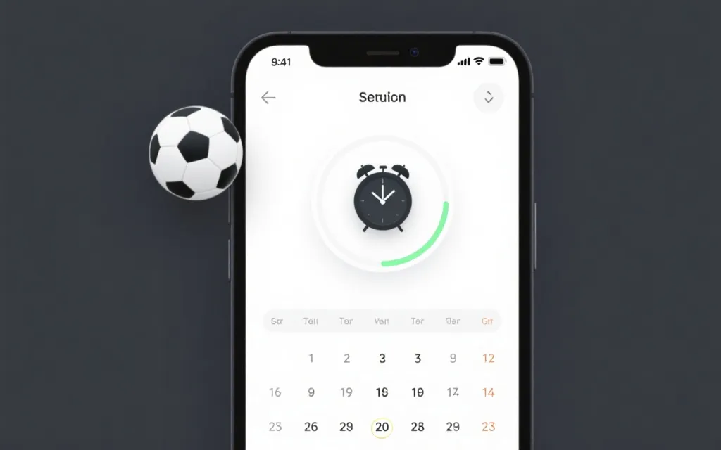 手机日历订阅与闹钟设置界面概念图，极简风格